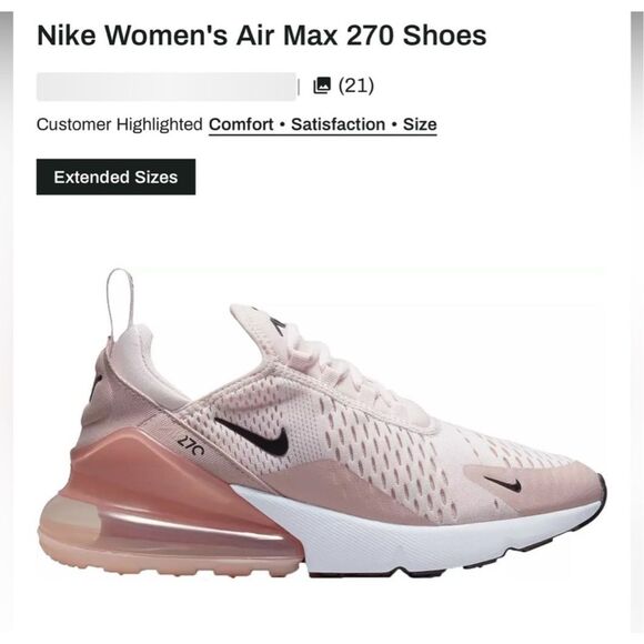Nike Air Max 270 Women’s Shoes Light Soft Pink Black Size 9 NIB - Picture 1 of 8